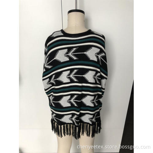 Fringe stitching a warm cardigan